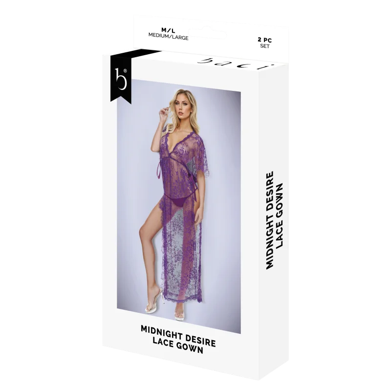 Midnight Desire - Μακριά Δαντελένια Ρόμπα - S/m product.details.thumbnail 4