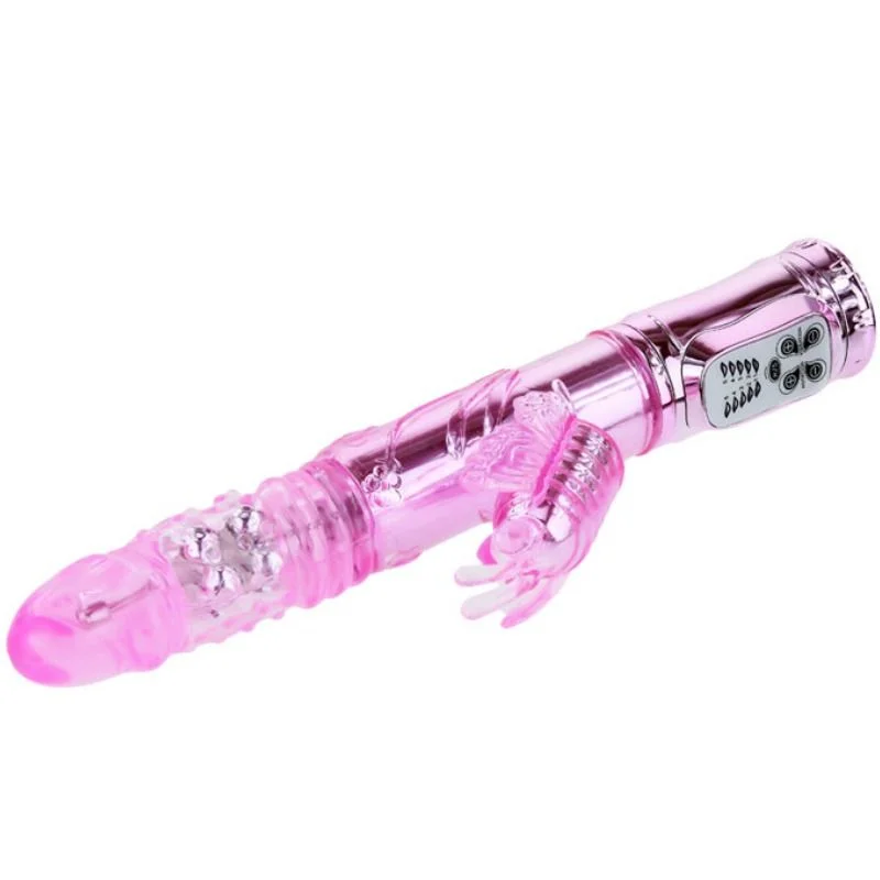 Throbbing Butterfly - Rechargeable Rabbit Vibrator With Rotation & Up & Down Motion - Pink