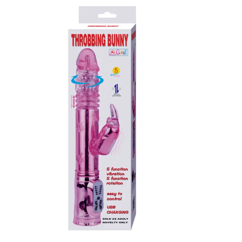 Throbbing Bunny - Rotating Rabbit Vibrator With Up & Down Motion - Pink