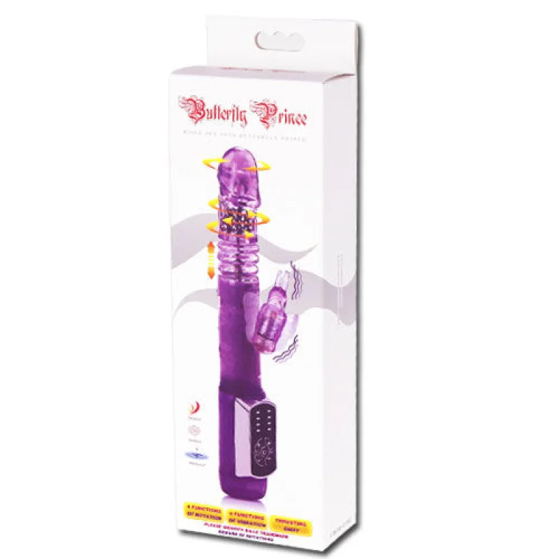 Rabbit Butterfly Prince - Rotating Rabbit Vibrator With Up & Down Motion - Purple