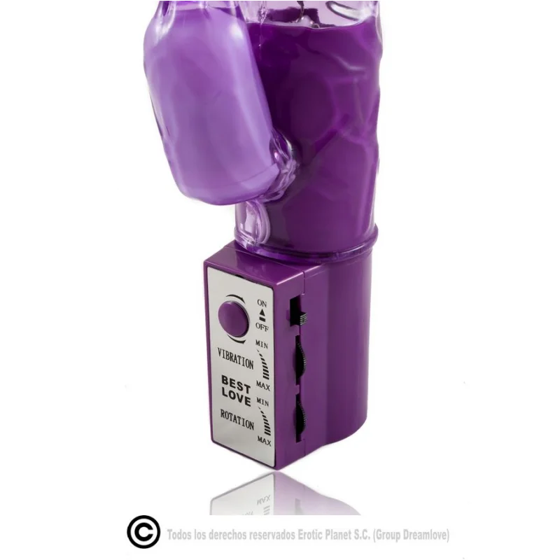 Rabbit Rotator - Rotating Vibrator With Clitoral Stimulator - Purple