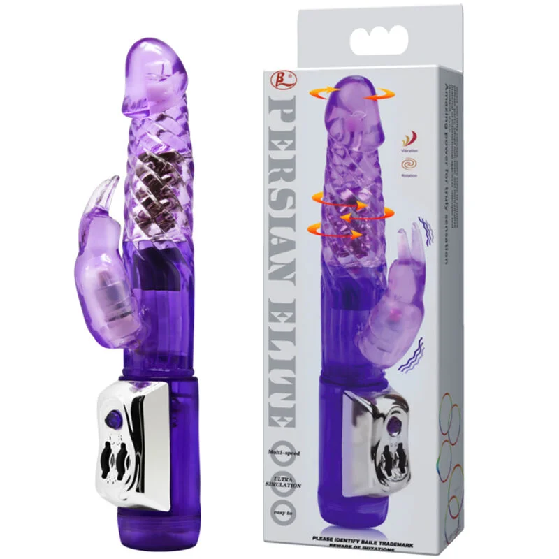 Persian Elite - Rotating Rabbit Vibrator With Metal Beads - Purple