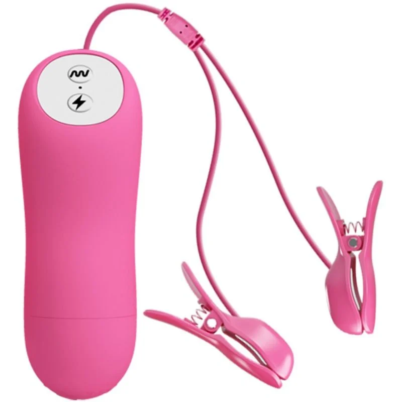Romantic Wave - Vibrating Nipple Clamps With Electro Stimulation - Fuchsia product.details.thumbnail 1