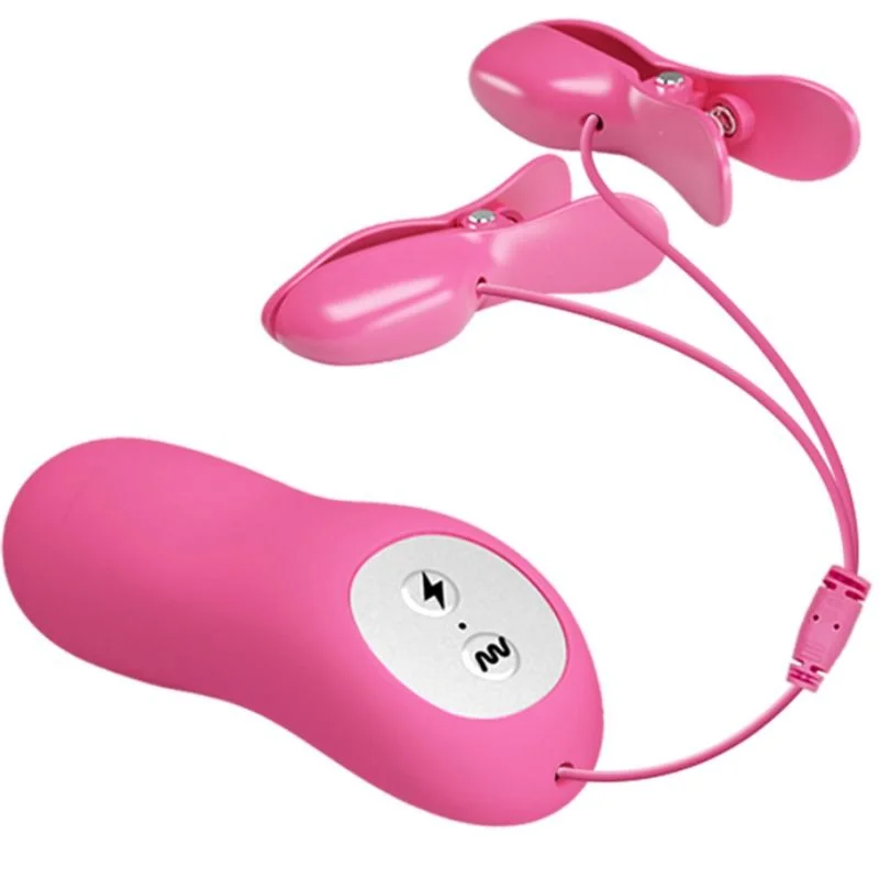 Romantic Wave - Vibrating Nipple Clamps With Electro Stimulation - Fuchsia product.details.thumbnail 2
