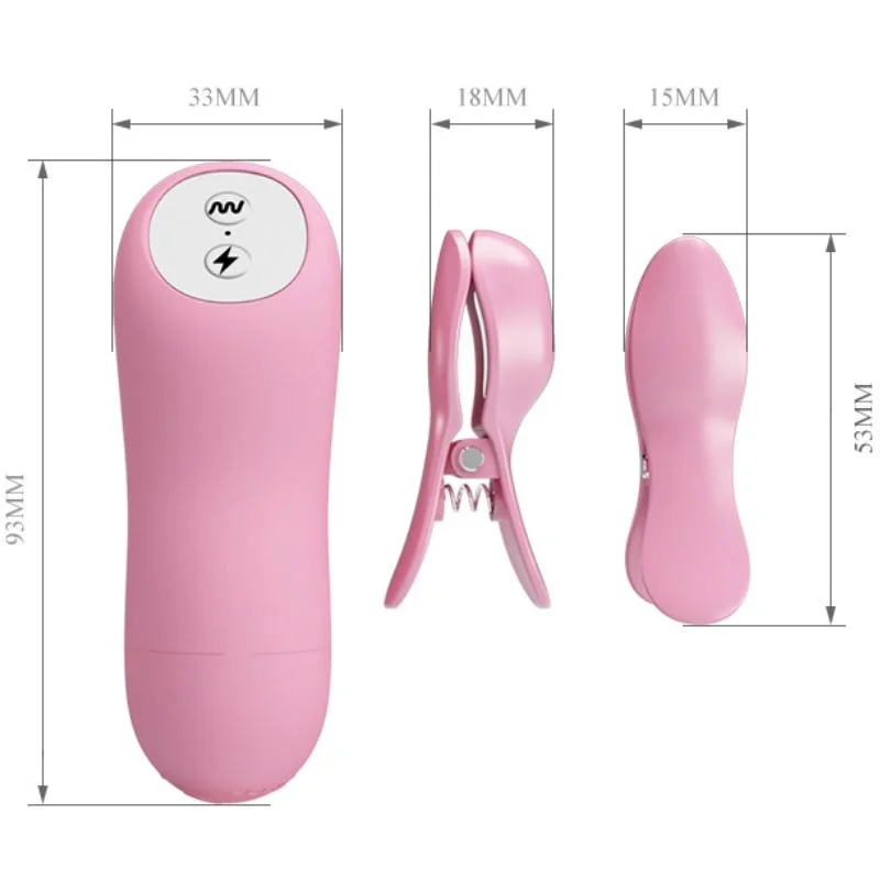 Romantic Wave - Vibrating Nipple Clamps With Electro Stimulation - Pink product.details.thumbnail 2