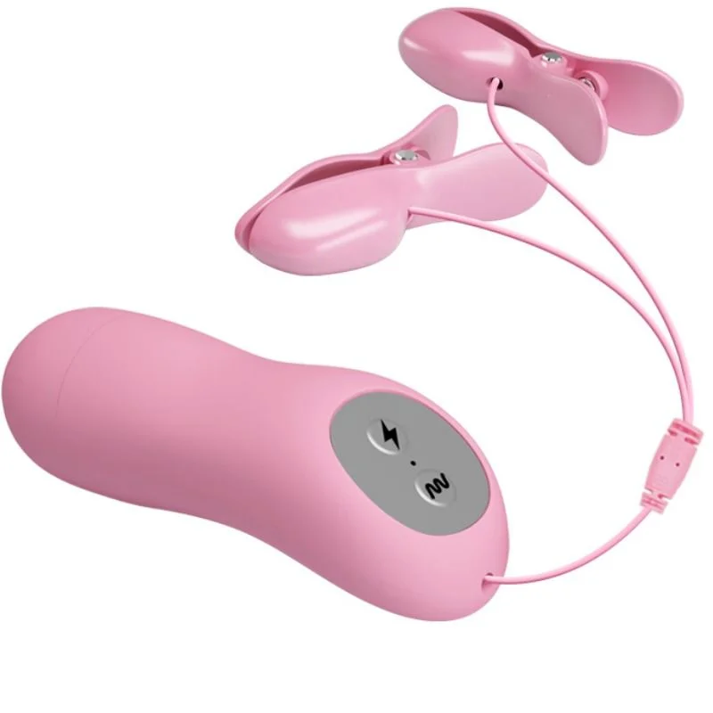 Romantic Wave - Vibrating Nipple Clamps With Electro Stimulation - Pink product.details.thumbnail 3
