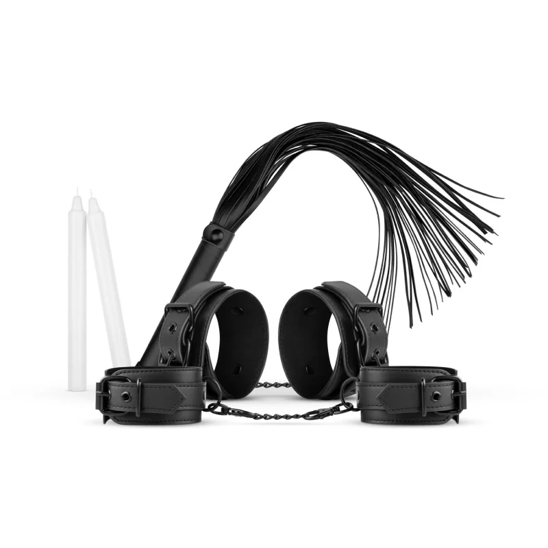 Bondage Set 5-piece - Bdsm Set With Cuffs, Blindfold, Flogger And Candles