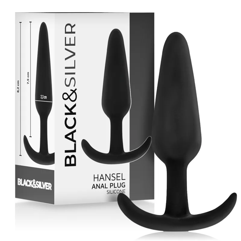 Hansel - Silicone Anal Plug With Small Handle - Black&silver