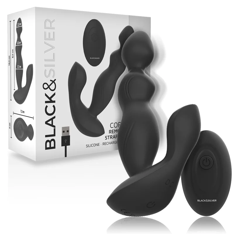 Cora - Silicone Anal Plug With Remote Control - Black&silver