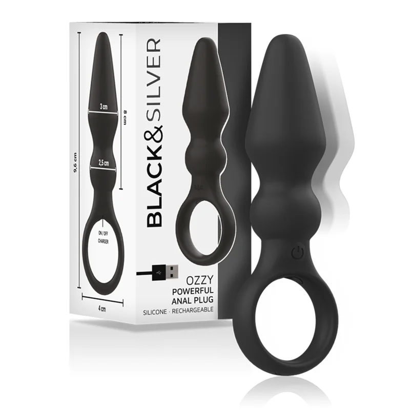 Ozzy - Powerful Silicone Anal Plug - Black&silver