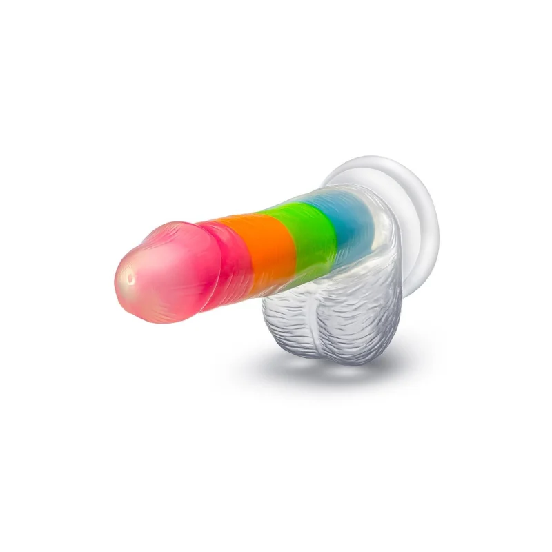 Neo Elite Glow-in-the-dark Rainbow Rave 6.5-inch Silicone Dual-density Dildo - Multicolored product.details.thumbnail 2