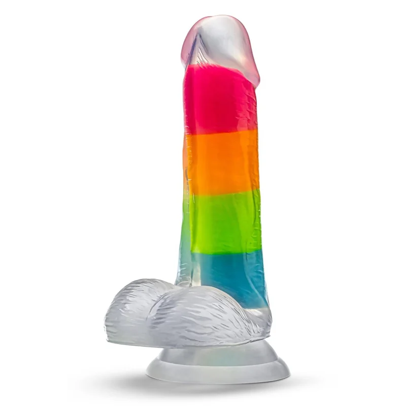 Neo Elite Glow-in-the-dark Rainbow Rave 6.5-inch Silicone Dual-density Dildo - Multicolored - Blush