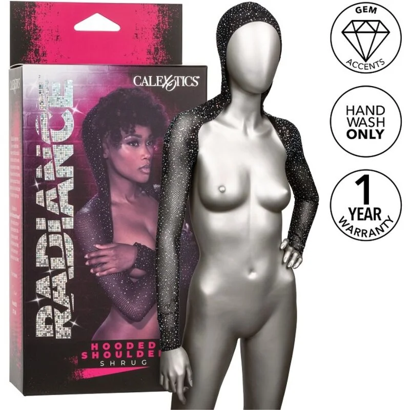 Radiance - Hooded Mesh Shoulder Shrug With Rhinestones