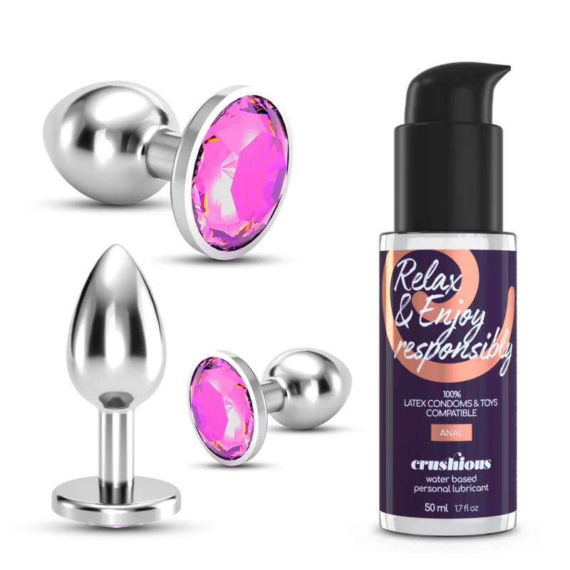 Bijou - Anal Wet Train Trio Set - 3 Jewel Plugs - Pink - Crushious Related Products