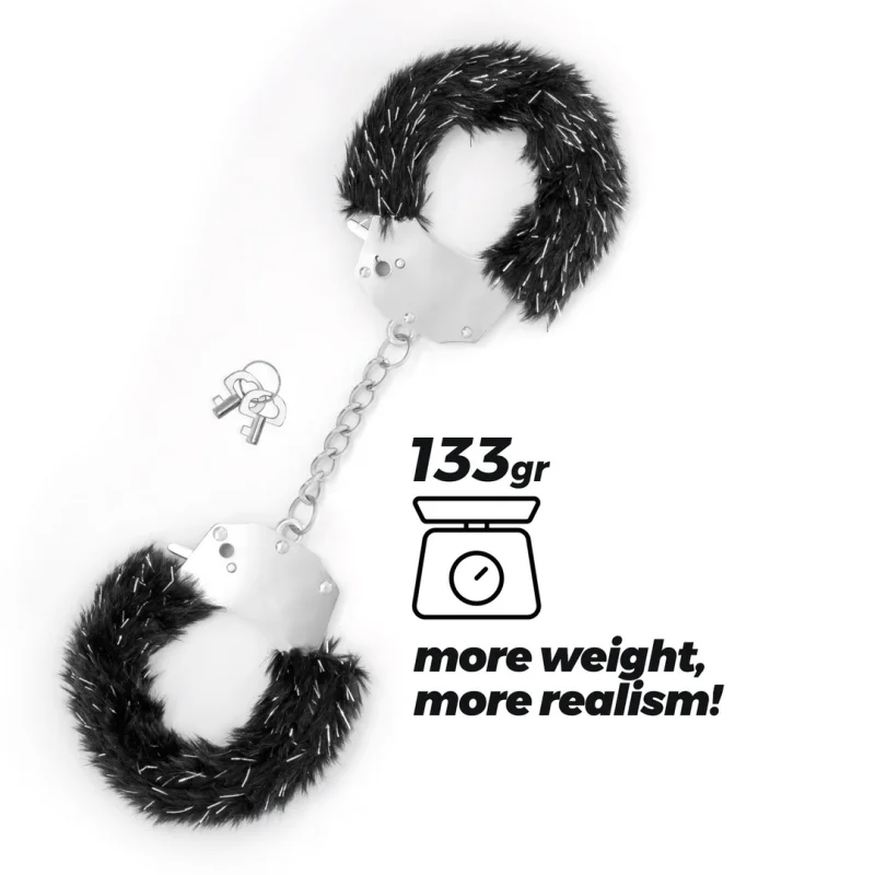 Spangle - Μetal Plush Ηandcuffs - Black product.details.thumbnail 2