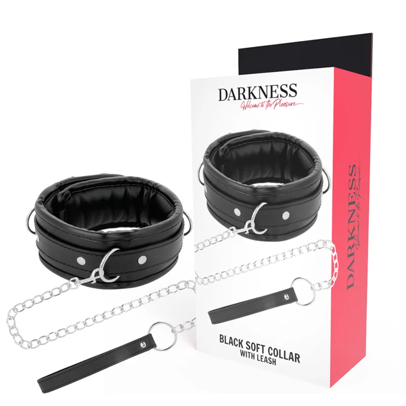Soft Leather Posture Collar With Chain Leash - Κολάρο Στάσης Bdsm με Αλυσίδα-Λουρί