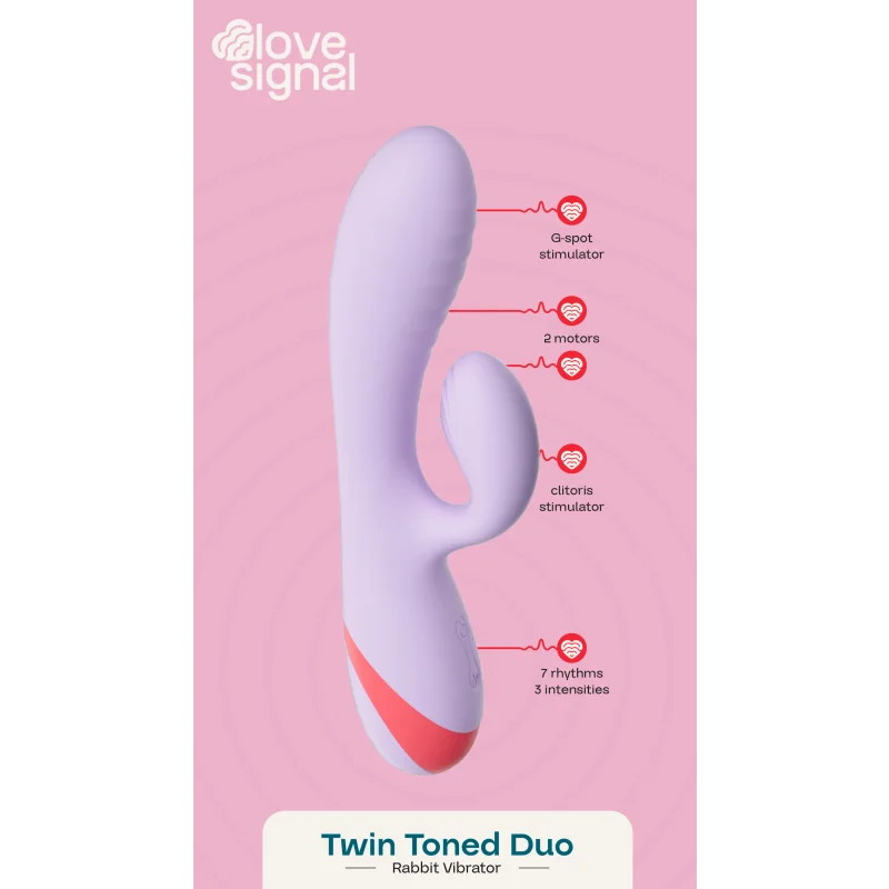 Love Signal Twin Toned Duo - Δονούμενος Rabbit Διεγέρτης Διπλής Δράσης - Μοβ product.details.thumbnail 4
