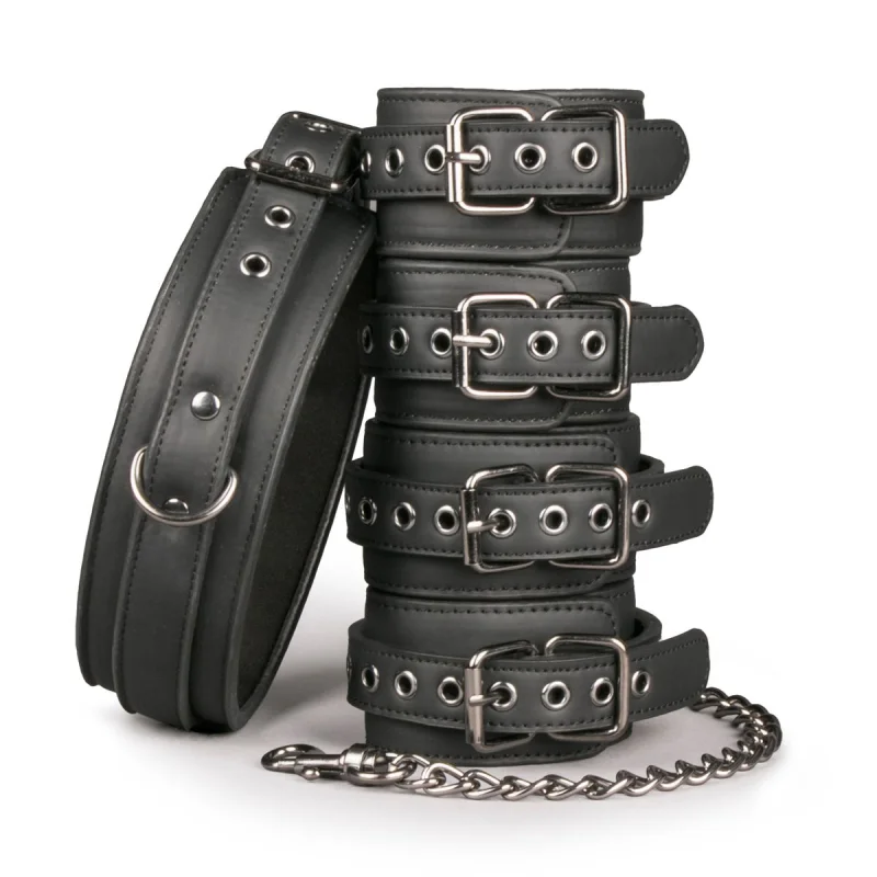 Σετ Bondage με Κολάρο, Χειροπέδες και Δέστρες Αστραγάλων