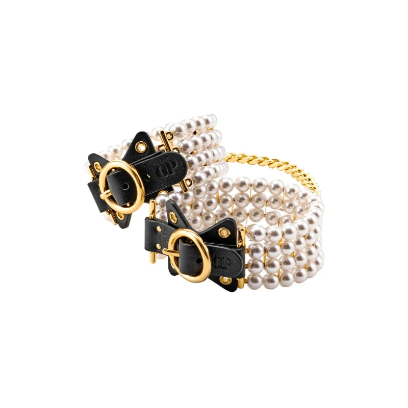 Ballroom Pearl Ankle Cuffs - Pearl Ankle Cuffs With Removable Gold-tone Chain - Guilty Pleasure Accessories & Adornments