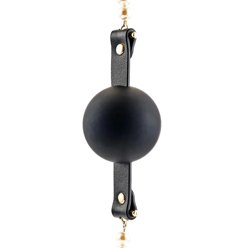 Majestic Pearl Mouthgag - Silicone Mouth Gag With Pearls And Adjustable Vegan Leather Strap product.details.thumbnail 2