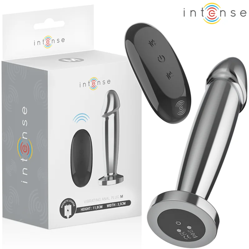 Metal Vibrating Dildo Anal Plug With Remote Control - 12 Cm