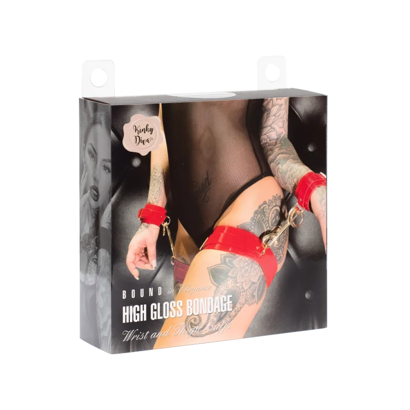 Wrist & Thigh Cuffs - Wrist And Thigh Restraint Set - Red product.details.thumbnail 4