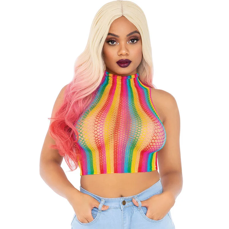 Multicolor Net Top - Διχτυωτό Crop Top Ζιβάγκο One Size - Leg Avenue Chemises Φετίχ - Μόδα