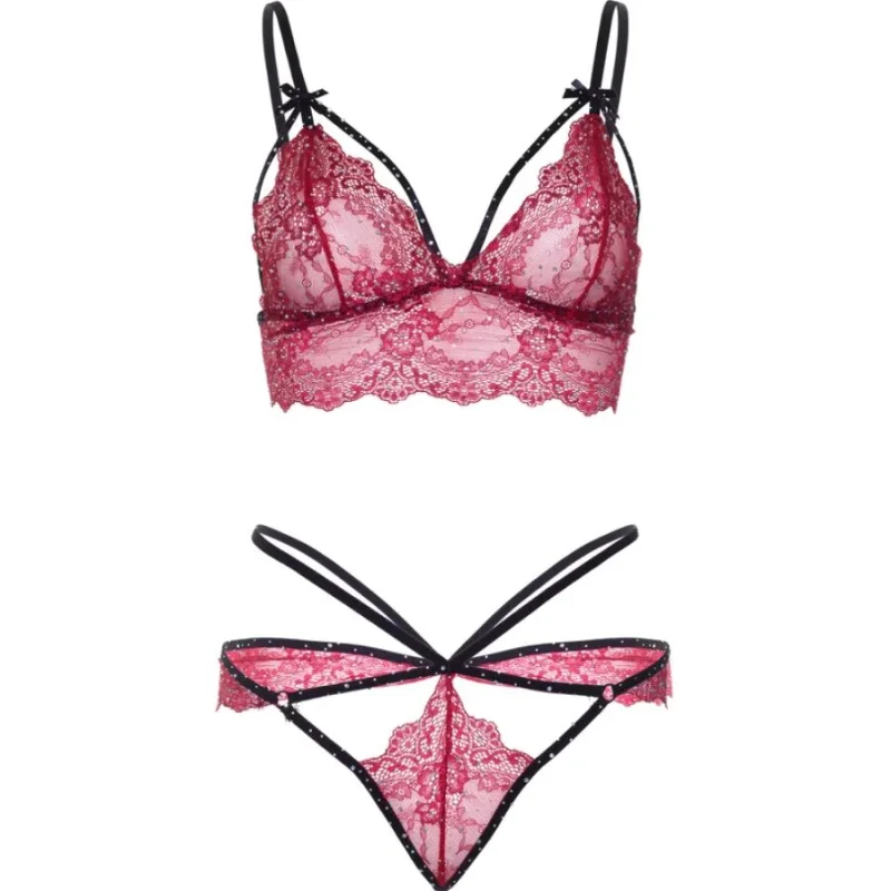 Δαντελένιο Σετ Bralette & String με Strass - L product.details.thumbnail 4
