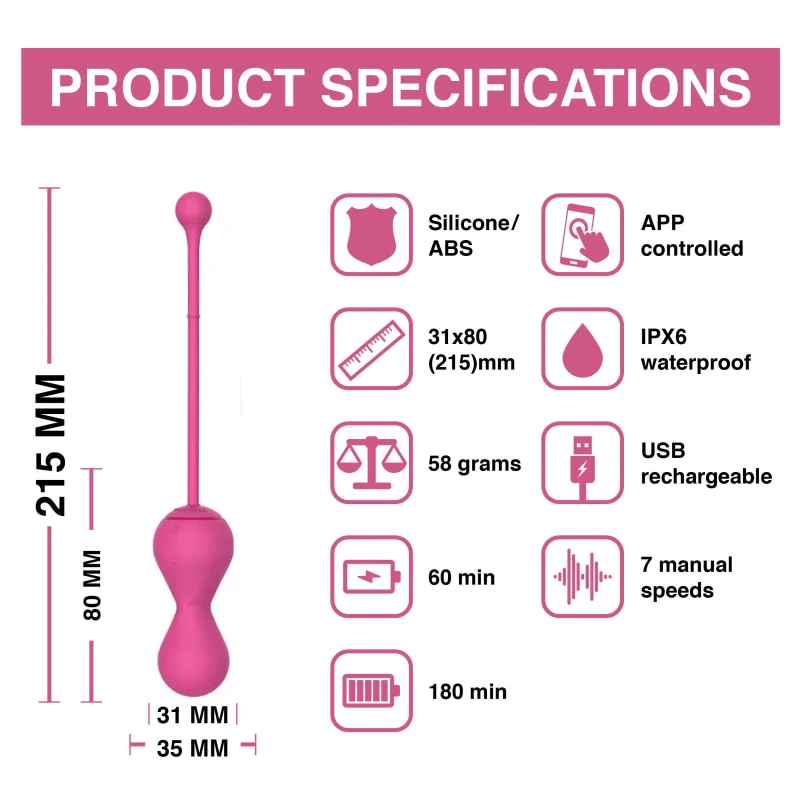 Smart Kegel Master Balls - App-controlled Kegel Trainer - Pink product.details.thumbnail 4