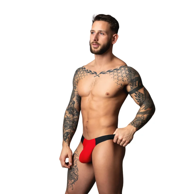 Hot Mesh Bong Thong - Ανδρικό Micro Mesh String Εσώρουχο με Uplift Pouch - L/xl - Μαύρο/Κόκκινο product.details.thumbnail 4