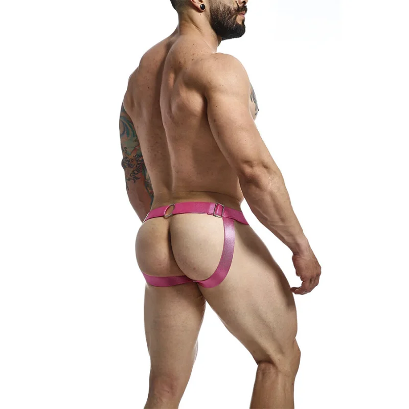 Dngeon Jockstrap - Ανδρικό Jockstrap Από Pu Leather με Chain Pouch - Ροζ - One Size product.details.thumbnail 4