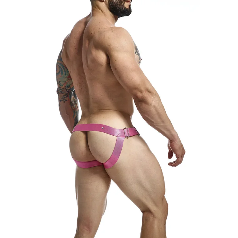 Dngeon Jockstrap - Ανδρικό Jockstrap Από Pu Leather με Δαχτυλίδι Πέους - Ροζ - One Size product.details.thumbnail 3