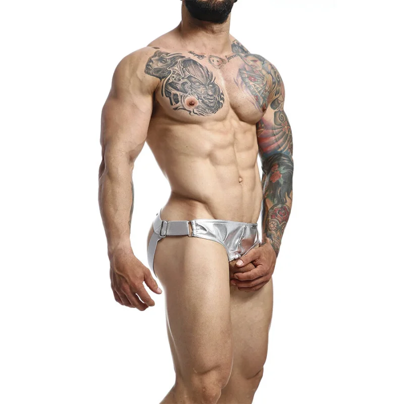 Dngeon Jockstrap - Ανδρικό Jockstrap Από Pu Leather με Δαχτυλίδι Πέους - Ασημί - One Size product.details.thumbnail 2