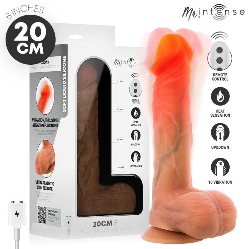 Logan - Realistic Vibrating Dildo With Thrusting Motion, Heating And Remote Control - 20 Cm