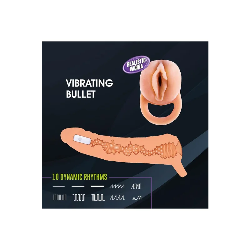 2-in-1 Προέκταση Πέους και Ρεαλιστικό Αυνανιστήρι με Ασύρματο Bullet - 23 Cm product.details.thumbnail 3