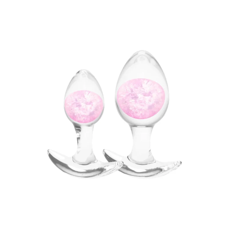 2-piece Plug Kit - Σετ Πρωκτικές Σφήνες Υγρής Σιλικόνης με Γυάλινη Μπίλια - Ροζ