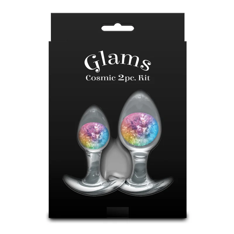 Cosmic Glams - 2-piece Rainbow Kit - Σετ Πρωκτικές Σφήνες Υγρής Σιλικόνης με Γυάλινη Μπίλια product.details.thumbnail 2