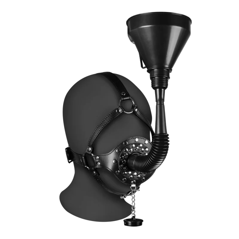 Head Harness με Open Mouth Φίμωτρο και Χωνί - Ouch! By Shots Kink Lab