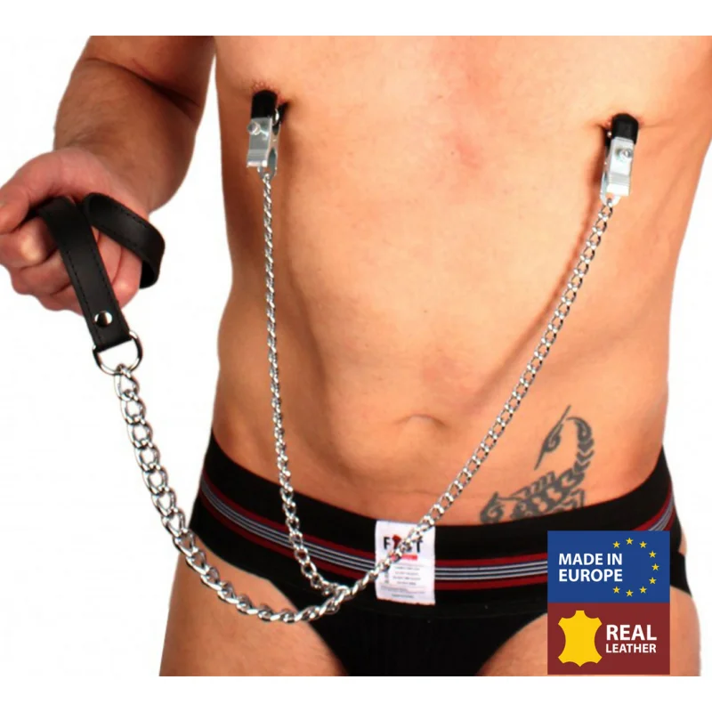 Premium - Breast Clamps And Leash - Πιαστράκια Στήθους με Λουρί - Μαύρο/Ασημί product.details.thumbnail 4