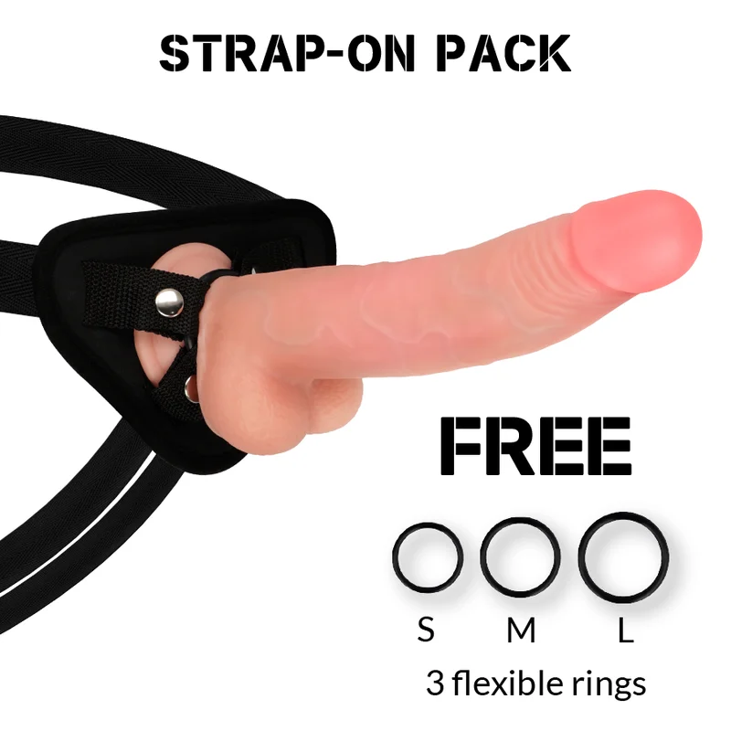 Leopard - Harness Set With Dual Density Realistic Dildo - 23 Cm