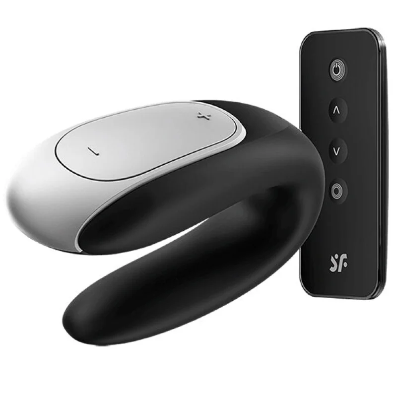 Double Fun - Couples Vibrator With Remote & App Control - Black
