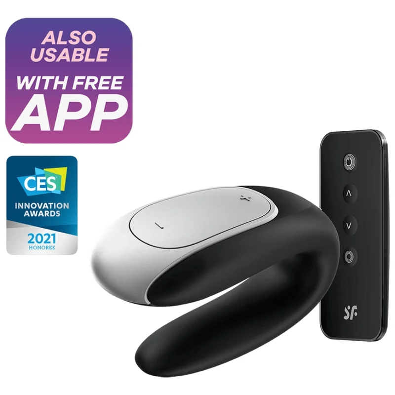 Double Fun - Δονητής Ζευγαριών με Remote & App Control - Μαύρο product.details.thumbnail 2