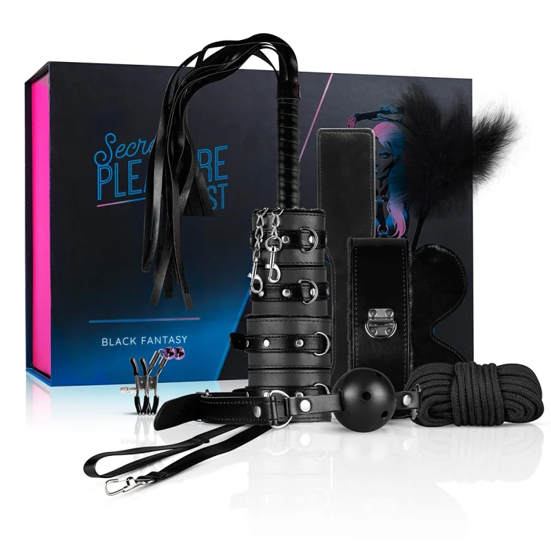 Secret Pleasure Chest - Σετ Bdsm 10 Τεμαχίων - Black Fantasy - Μαύρο