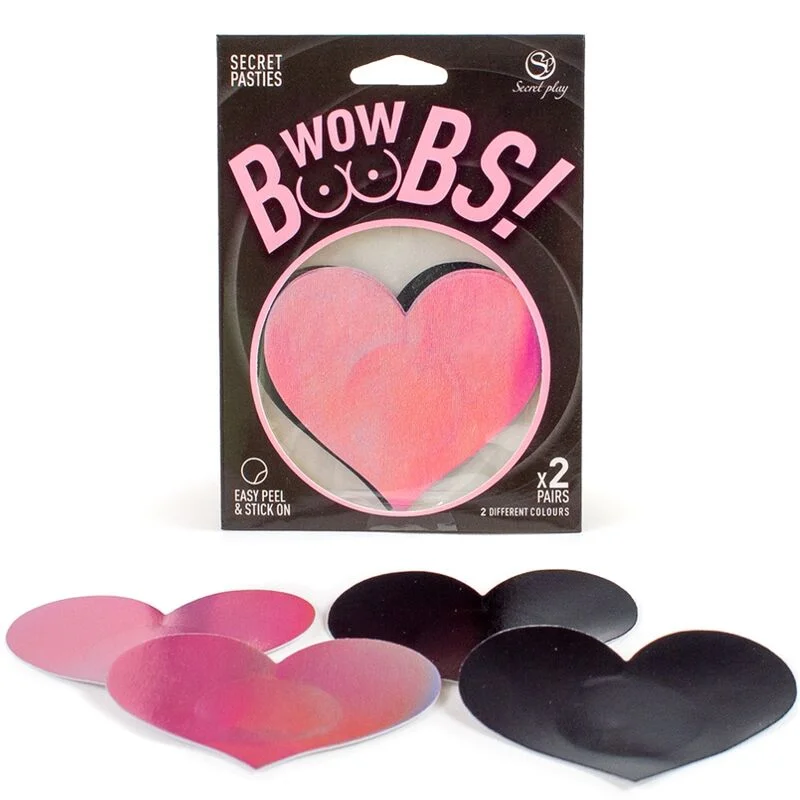 Wow Boobs Heart Nipple Covers - Holographic - 2 Ζευγάρια