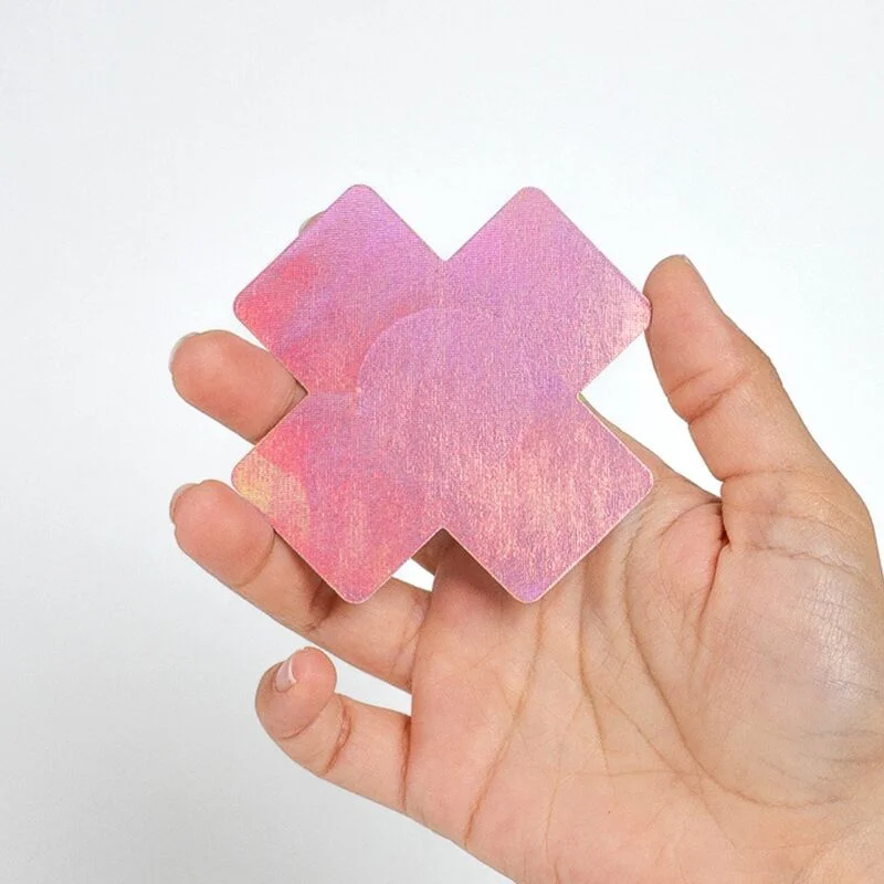 Wow Boobs! Nipple Covers - Σχήμα Σταυρός - Holographic - 2 Ζευγάρια product.details.thumbnail 3