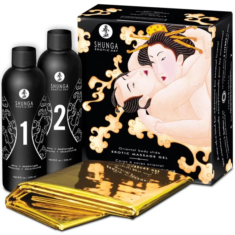 Oriental Melon Mango Erotic Body-to-Body Massage Gel - Sensual Massage Experience Kit - Shunga Kits Related Products