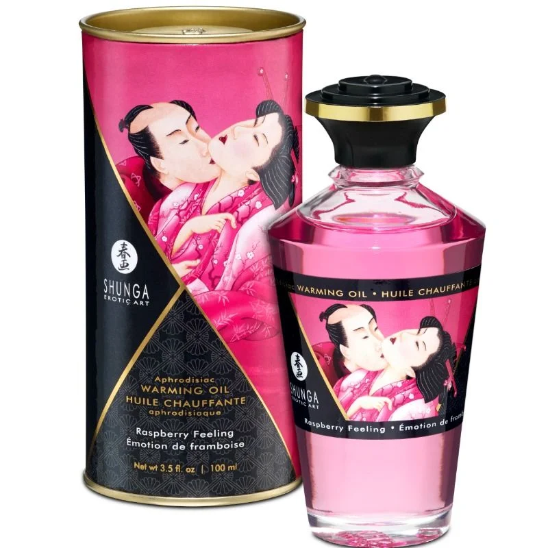Heat Effect Massage Oil Intense Raspberry Flavor - Sensual Massage Oil - 100 ml - Shunga Oils Related Products