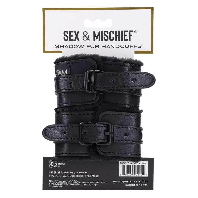 Shadow Fur Lined Handcuffs - Vegan Leather Bdsm Accessory product.details.thumbnail 1
