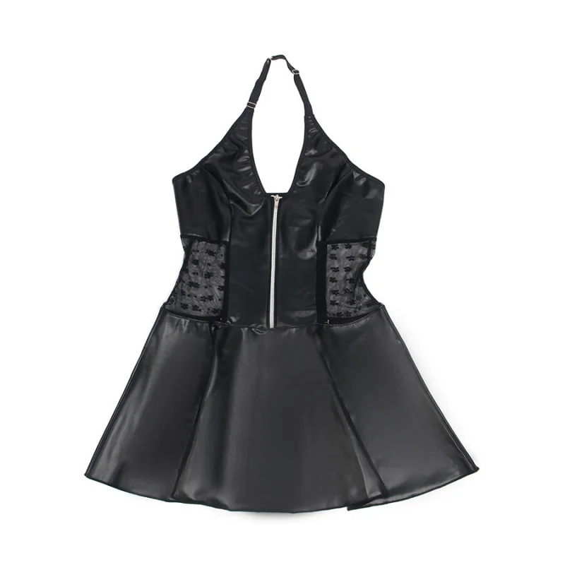 Wet Look Mini Dress With Heart Zipper - S/m product.details.thumbnail 4