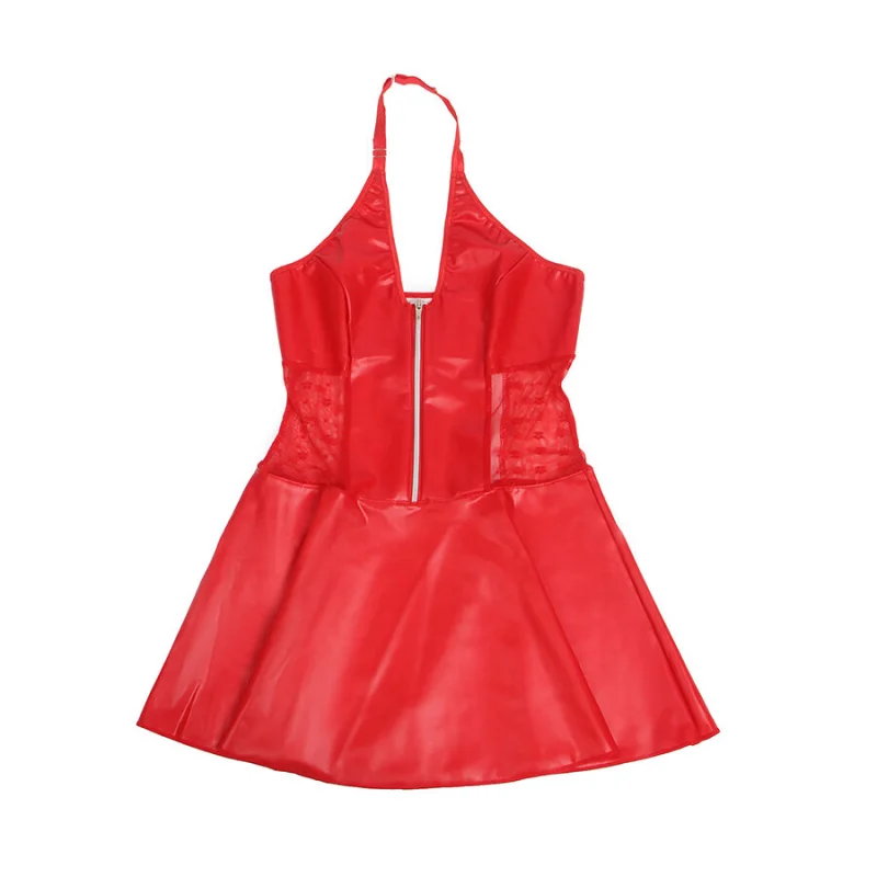 Wet Look & Lace Garter Lingerie Set - S/m - Red product.details.thumbnail 4